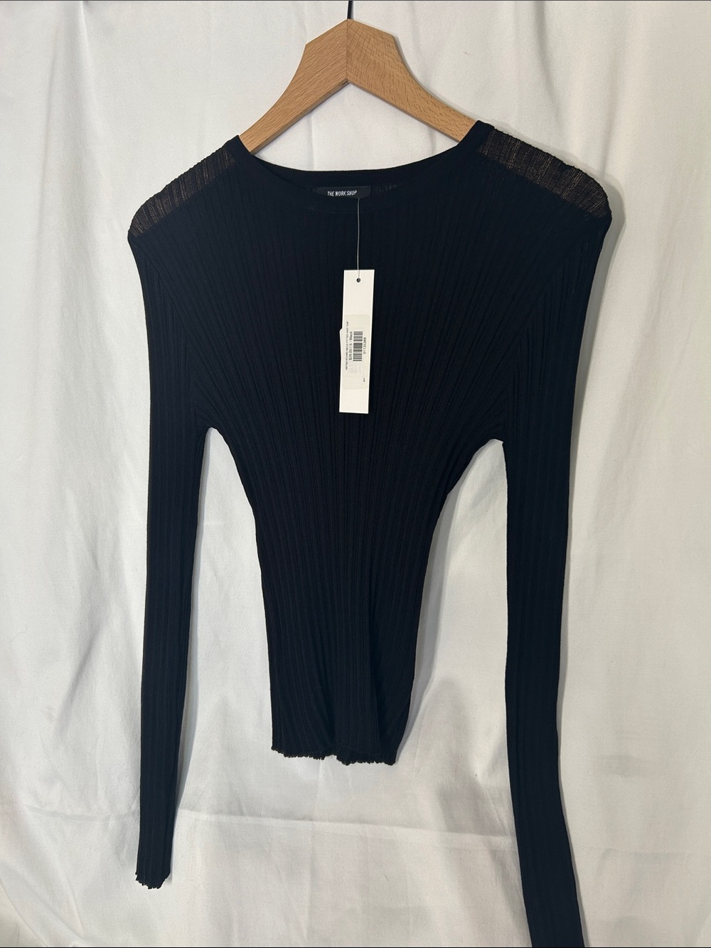 The Row Black Ribbed Long-Sleeve Slim Tee